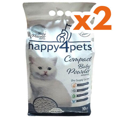Happy4Pets Doğal İnce Taneli Bebek Pudralı Kedi Kumu 10 Lt x 2 Adet - 1