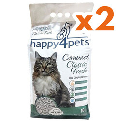 Happy4Pets - Happy4Pets Doğal İnce Taneli Classic Fresh Kedi Kumu 10 Lt x 2 Adet