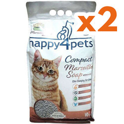 Happy4Pets Doğal İnce Taneli Marsilya Kedi Kumu 10 Lt x 2 Adet - Happy4Pets