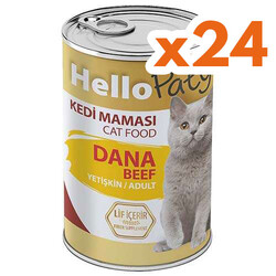 Hello Paty - Hello Paty Premium Pate Dana Etli (Beef) Kedi Yaş Maması 415 Gr x 24 Adet