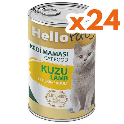 Hello Paty Premium Pate Kuzu Etli Kedi Yaş Maması 415 Gr x 24 Adet