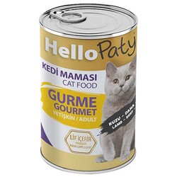 Hello Paty Premium Pate Kuzu,Dana ve Tavuk Etli Kedi Yaş Maması 415 Gr - Hello Paty
