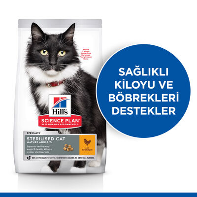 Hills 7+ Kısırlaştırılmış Tavuklu Yaşlı Kedi Maması 1,5 Kg