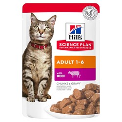 Hills Chunks in Gravy Biftekli Pouch Yetişkin Kedi Yaş Maması 85 Gr - (12 Adet) - Thumbnail