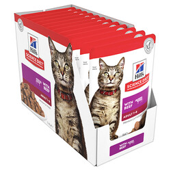 Hills Chunks in Gravy Biftekli Pouch Yetişkin Kedi Yaş Maması 85 Gr - (12 Adet) - Hills