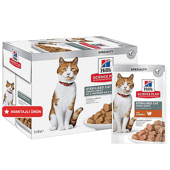 Hills Chunks In Gravy Hindili Kısırlaştırılmış Kedi Yaş Maması 85 Gr - (12 Adet) - 1