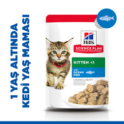 Hills - Hills Chunks in Gravy Kitten Balıklı Yavru Kedi Yaş Maması 85 Gr