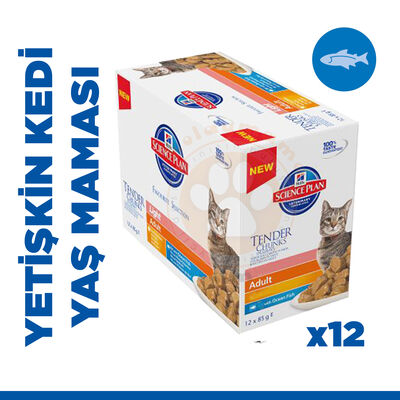 Hills Tender Chunks in Gravy Okyanus Balıklı Kedi Yaş Maması 85 Gr - (12 Adet)