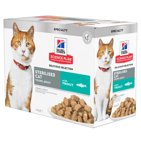 Hills Chunks in Gravy Alabalıklı Kısırlaştırılmış Kedi Yaş Maması 85 Gr - (12 Adet) - 1