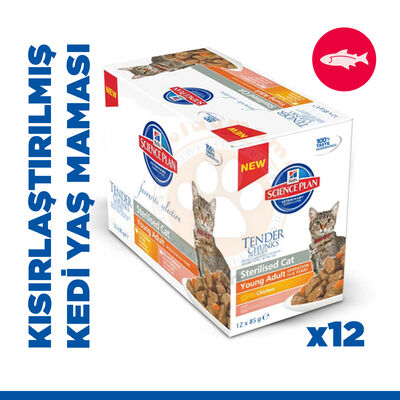Hills Chunks in Gravy Somonlu Kısırlaştırılmış Kedi Yaş Maması 85 Gr - (12 Adet) - 2