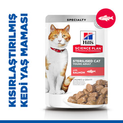 Hills - Hills Chunks in Gravy Somonlu Kısırlaştırılmış Kedi Yaş Maması 85 Gr