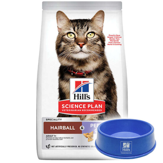Hills Hairball Perfect Coat Tüy Yumağı Kontrol Tavuklu Kedi Maması 1,5 Kg + Mama Kabı - 1
