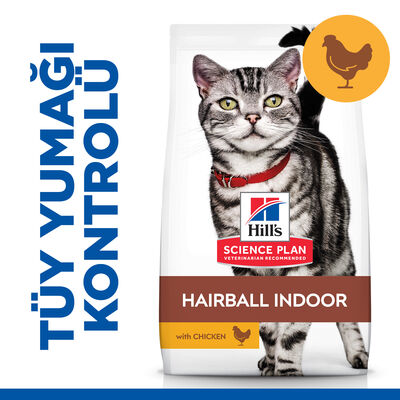 Hills Hairball / Indoor Tüy Yumağı Kontrol Tavuklu Kedi Maması 1,5 Kg