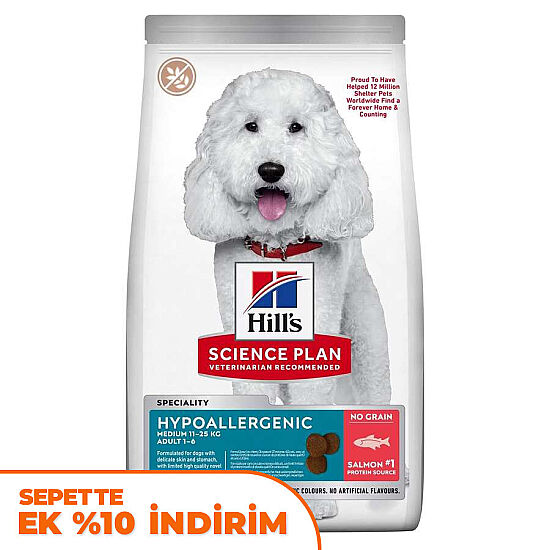 Hills Hypoallergenic Somonlu Orta Irk Köpek Maması 12 Kg - 1