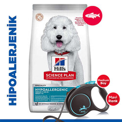 Hills Hypoallergenic Somonlu Orta Irk Köpek Maması 12 Kg + Flexi Otomatik Gezdirme Kayışı 5 Mt - Thumbnail
