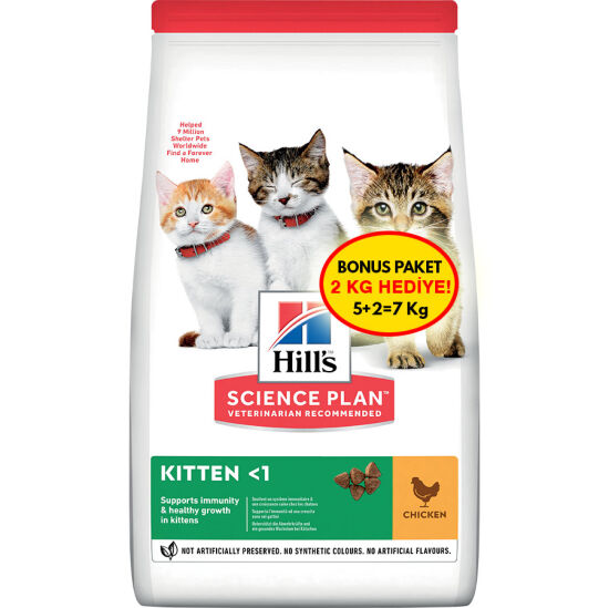 Hills Kitten Tavuk Etli Yavru Kedi Maması 5 + 2 Kg (Toplam 7 Kg) + Gimcat Milk Latte 200 ML - 2