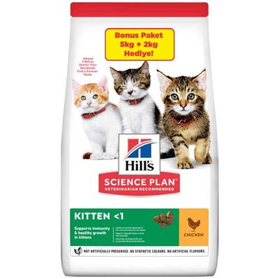 Hills Kitten Tavuk Etli Yavru Kedi Maması 5 + 2 Kg (Toplam 7 Kg) + Lepus Örgü Yatak