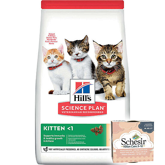 Hills Kitten Tavuk Etli Yavru Kedi Maması 7 Kg + 2 Adet Schesir Tavuk Etli ve Aloe Veralı Kedi Konservesi - 1