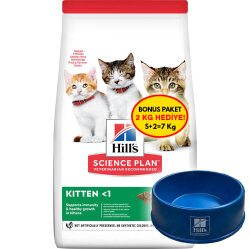 Hills Kitten Ton Balıklı Yavru Kedi Maması 5 + 2 Kg (Toplam 7 Kg) + Mama Kabı - Hills