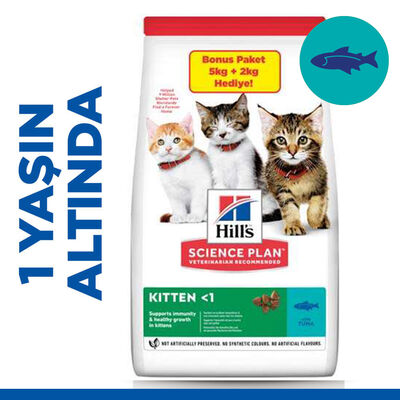 Hills Kitten Ton Balıklı Yavru Kedi Maması 5 + 2 Kg (Toplam 7 Kg) + Mama Kabı