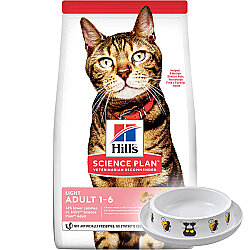 Hills Light Tavuklu Diyet Kedi Maması 1,5 Kg + Moderna Desenli Mama Kabı - Hills