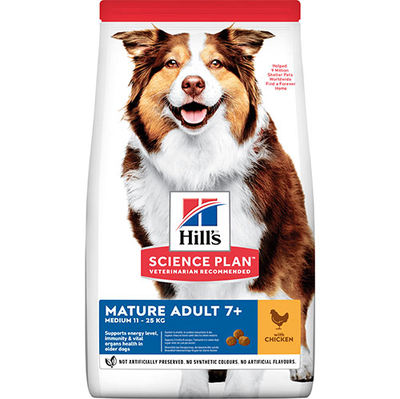 Hills Mature 7+ Tavuklu Orta Irk Yaşlı Köpek Maması 14 Kg + 4 Adet Temizlik Mendili