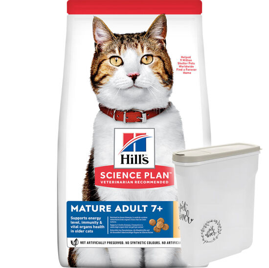 Hills Mature Tavuk Etli Yaşlı Kedi Maması 3 Kg + Saklama Kabı - 1