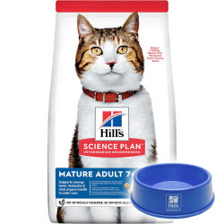Hills Mature Tavuk Etli Yaşlı Kedi Maması 3 Kg + Mama Kabı - Hills