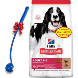 Hills - Hills Medium Kuzulu Yetişkin Köpek Maması 12 + 2 Kg (Toplam 14 Kg) + Top Fırlatıcı Oyuncak