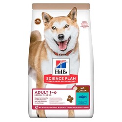 Hills - Hills No Grain Medium Ton Balıklı Tahılsız Köpek Maması 12 Kg + 4 Adet Temizlik Mendili