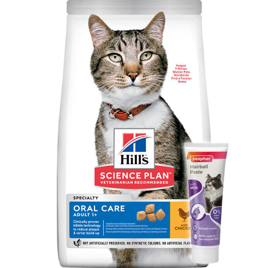 Hills Oral Care Tavuklu Ağız Sağlığı Kedi Maması 1,5 Kg + Beaphar Malt Macun 100 Gr - 1