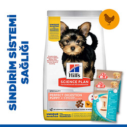 Hills Perfect Digestion Küçük Irk Yavru Tavuklu Köpek Maması 6 Kg + 2 Adet 8in1 Köpek Ödül Kemiği - Hills