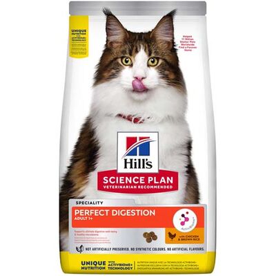 Hills Perfect Digestion Tavuklu ve Kahverengi Pirinçli Yetişkin Kedi Maması 1,5 Kg 