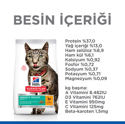 Hill's Perfect Weight Tavuklu Kilo Kontrolü Yetişkin Kedi Maması 2,5 Kg