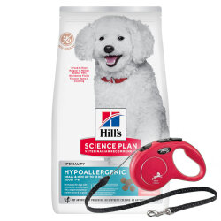 Hills Hypoallergenic Somonlu Küçük ve Mini Irk Köpek Maması 6 Kg + Flexi New Classic Otomatik Kırmızı İp Gezdirme Small 5 Mt - Hills