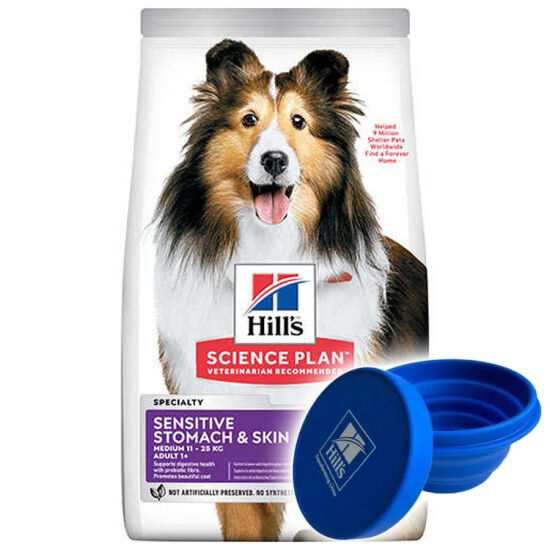 Hills Sensitive Stomach Skin Tavuklu Yetişkin Köpek Maması 14 Kg + Mama Kabı - 9