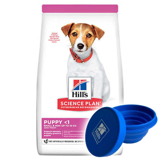 Hills Small & Miniature Puppy Tavuklu Küçük Irk Yavru Köpek Maması 1,5 Kg + Katlanır Mama Kabı - 1