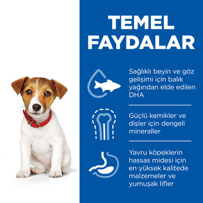 Hills Small & Miniature Puppy Tavuklu Küçük Irk Yavru Köpek Maması 1,5 Kg + Poşet Tutacağı