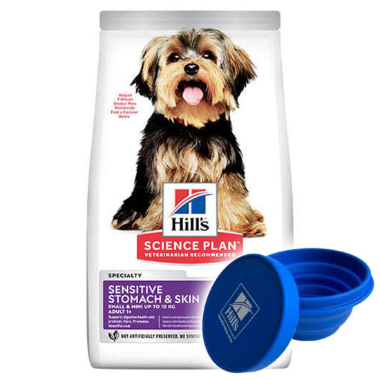 Hills Small Mini Sensitive Küçük Irk Köpek Maması 1,5 Kg + Katlanır Mama Kabı - 1