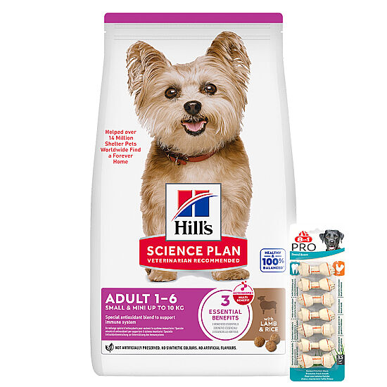 Hills Small & Miniature Küçük Irk Kuzulu Köpek Maması 6 Kg + 8in1 Diş Sağlığı Köpek Ödülü - 1