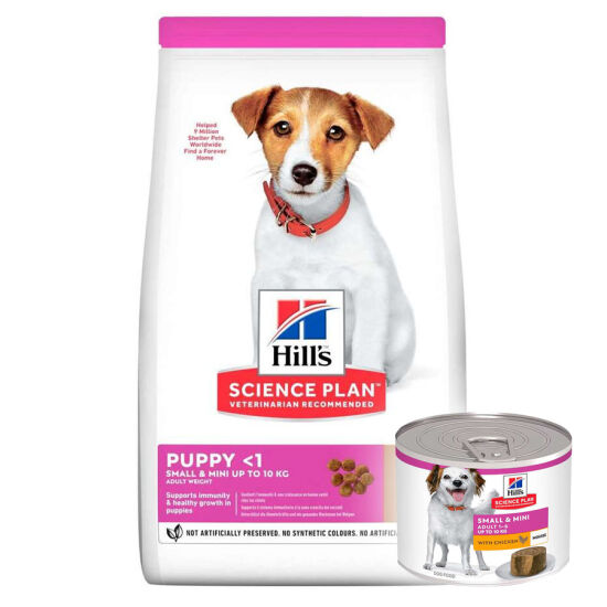 Hills Small & Miniature Puppy Küçük Irk Kuzulu Yavru Köpek Maması 1,5 Kg + Hills 200 Gr Yaş Mama - 1