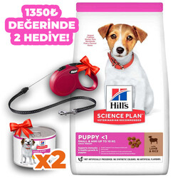 Hills - Hills Small Mini Puppy Küçük Irk Kuzulu Yavru Köpek Maması 6 Kg +Flexi İp Gezdirme Small 5Mt ve 2 Adet Hills 200 Gr Yaş Mama