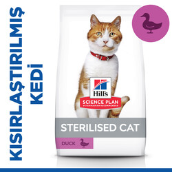 Hills - Hills Sterilised Kısırlaştırılmış Ördekli Kedi Maması 1,5 Kg + Temizlik Mendili
