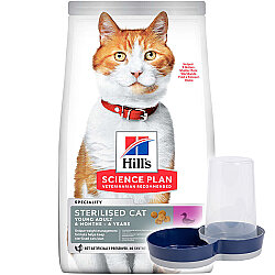 Hills Sterilised Kısırlaştırılmış Ördekli Kedi Maması 10 Kg + Moderna Hazneli Mama Kabı - Hills