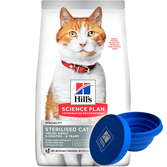 Hills Sterilised Kısırlaştırılmış Ördekli Kedi Maması 10 Kg + Silikon Mama Kabı - 1