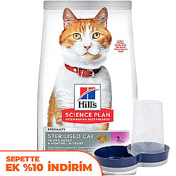 Hills Sterilised Kısırlaştırılmış Ördekli Kedi Maması 10 Kg + Moderna Hazneli Mama Kabı - Hills