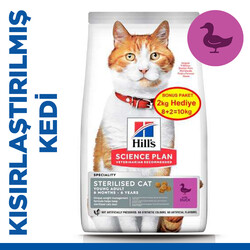 Hills - Hills Sterilised Kısırlaştırılmış Ördekli Kedi Maması 8 + 2 Kg (Toplam 10 Kg)