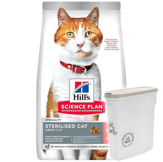 Hills Sterilised Kısırlaştırılmış Somonlu Kedi Maması 3 Kg + Saklama Kabı - 1