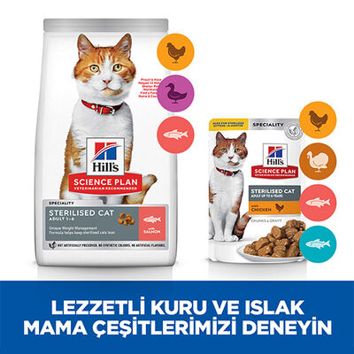 Hills Sterilised Kısırlaştırılmış Somonlu Kedi Maması 3 Kg + Beaphar Malt Macun 100 Gr