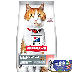 Hills Sterilised Kısırlaştırılmış Somonlu Kedi Maması 15 Kg + 4 Adet Schesir Konserve 140 Gr - Hills